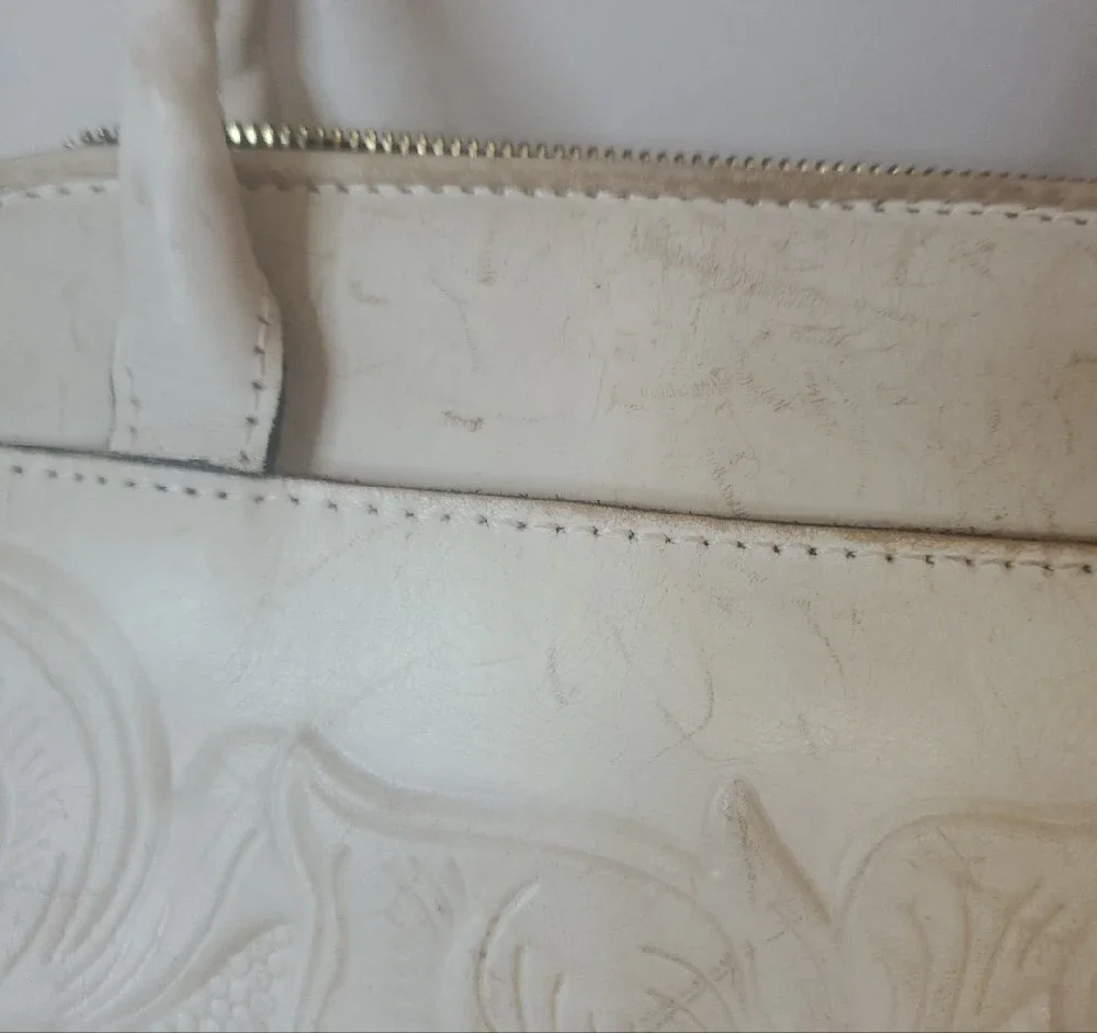 Patricia Nash White Floral Embossed Top-Handle Satchel D